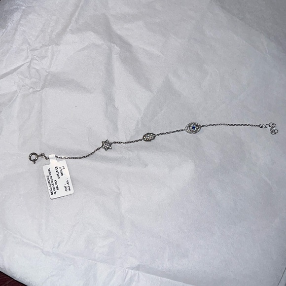 NWT Hamsa Silver Evil Eye Charm Star of David Bracelet. From Israel. 925 silver - Picture 1 of 6